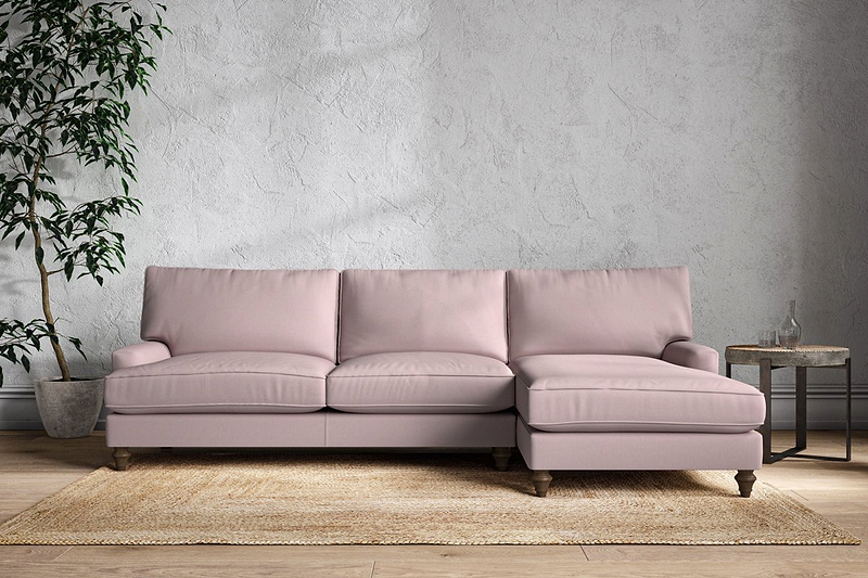 Nkuku MAKE TO ORDER Marri Grand Right Hand Chaise Sofa - Recycled Cotton Lavender