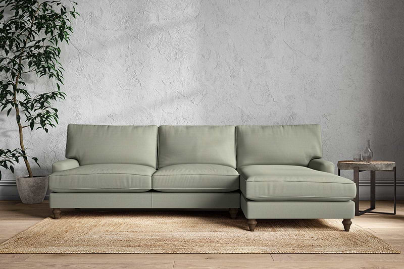 Nkuku MAKE TO ORDER Marri Grand Right Hand Chaise Sofa - Recycled Cotton Seaspray