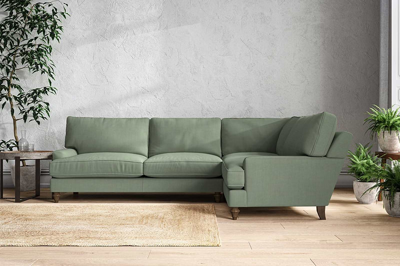 Nkuku MAKE TO ORDER Marri Grand Right Hand Corner Sofa - Brera Linen Jade