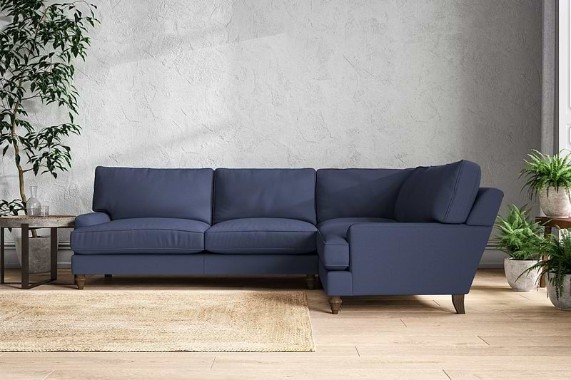 Nkuku MAKE TO ORDER Marri Grand Right Hand Corner Sofa - Recycled Cotton Navy