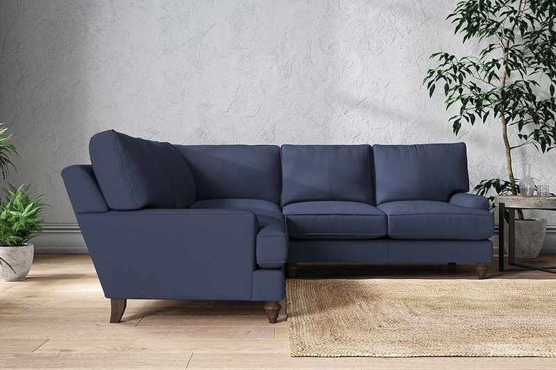 Nkuku MAKE TO ORDER Marri Large Corner Sofa - Recycled Cotton Navy