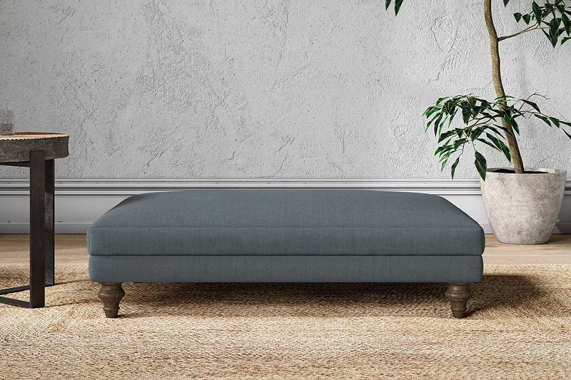 Nkuku MAKE TO ORDER Marri Large Footstool - Brera Linen Dusk