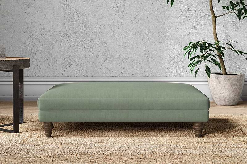 Nkuku MAKE TO ORDER Marri Large Footstool - Brera Linen Jade