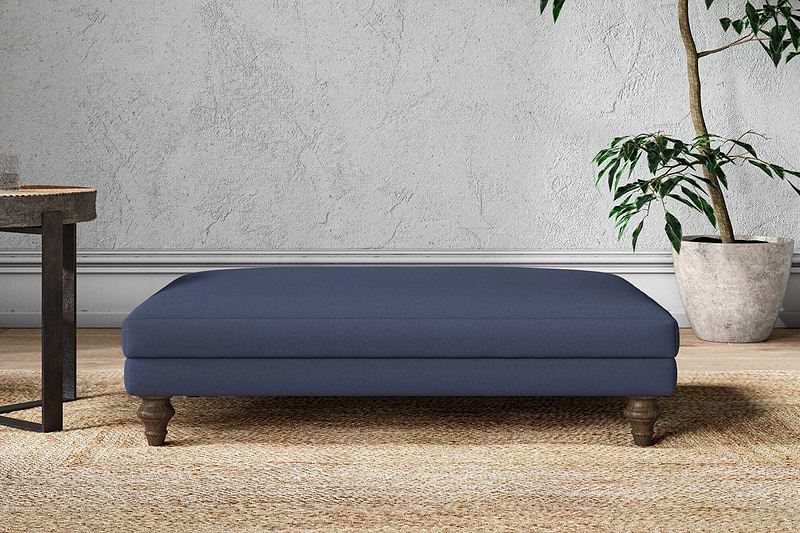 Nkuku MAKE TO ORDER Marri Large Footstool - Recycled Cotton Navy