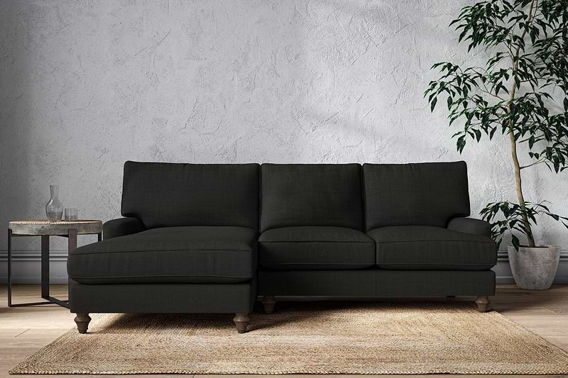 Nkuku MAKE TO ORDER Marri Large Left Hand Chaise Sofa - Brera Linen Charcoal