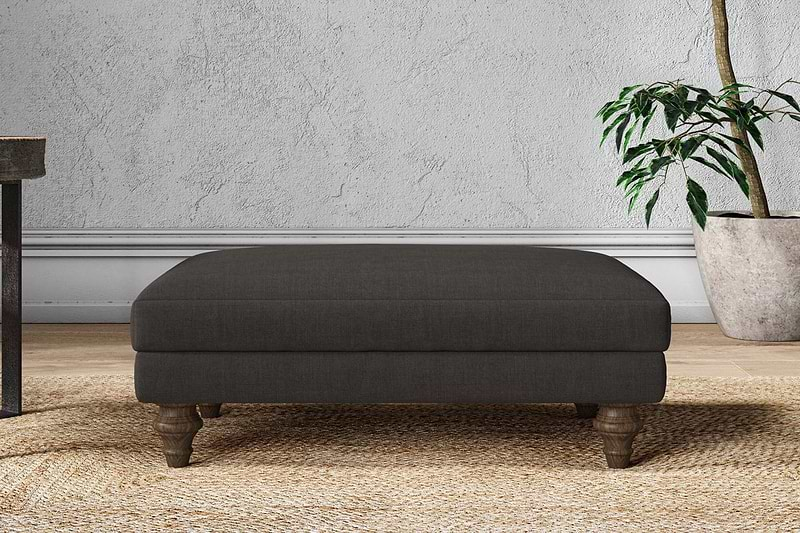 Nkuku MAKE TO ORDER Marri Medium Footstool - Brera Linen Espresso