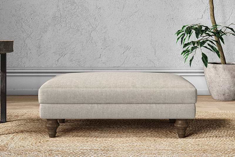 Nkuku MAKE TO ORDER Marri Medium Footstool - Brera Linen Natural