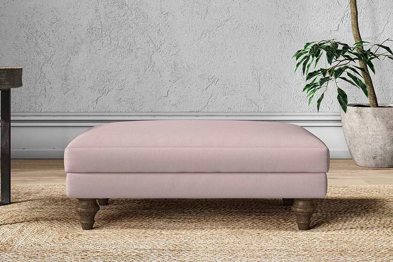 Nkuku MAKE TO ORDER Marri Medium Footstool - Recycled Cotton Lavender