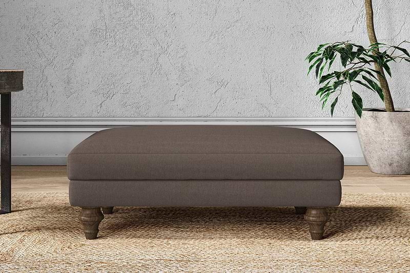 Nkuku MAKE TO ORDER Marri Medium Footstool - Recycled Cotton Mocha