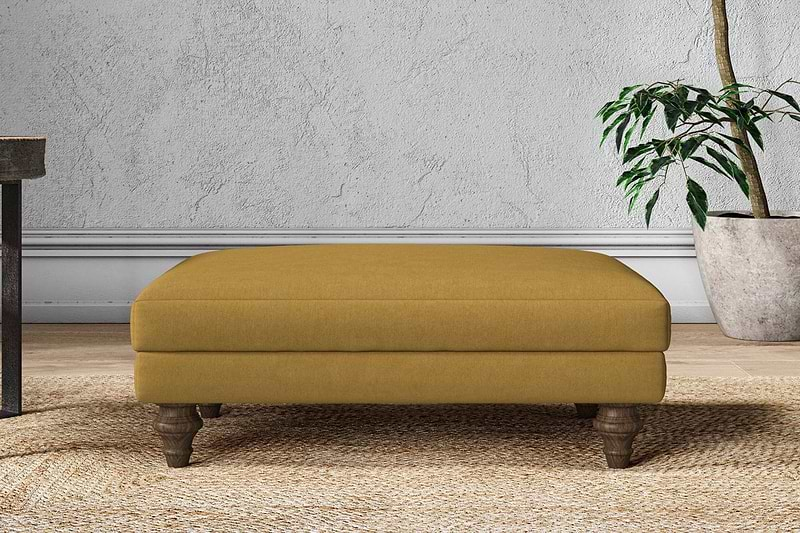 Nkuku MAKE TO ORDER Marri Medium Footstool - Recycled Cotton Ochre