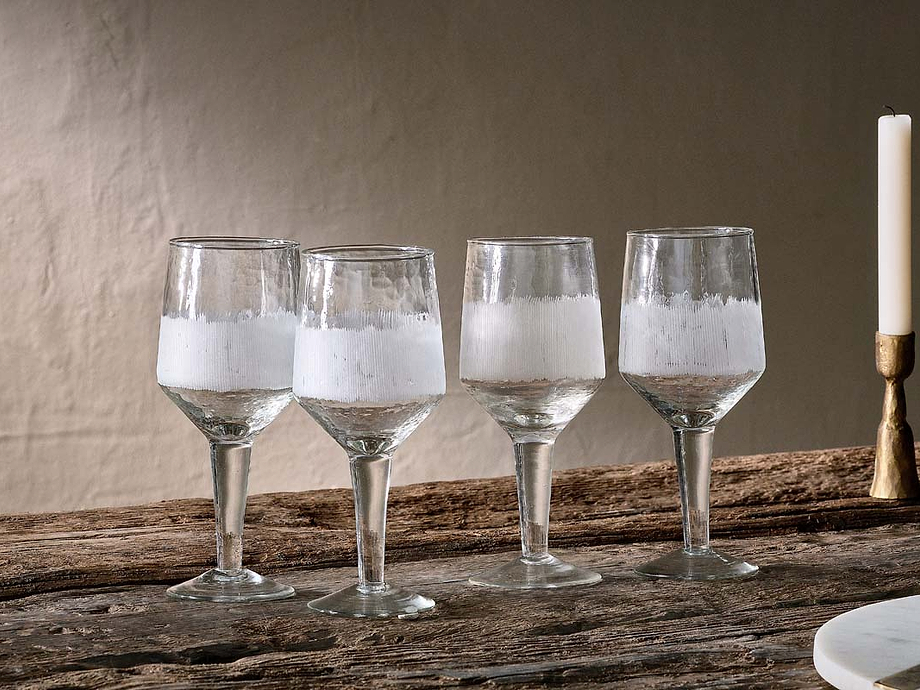 Anara Etched Wine Glass - Clear - (Set of 4) - Large