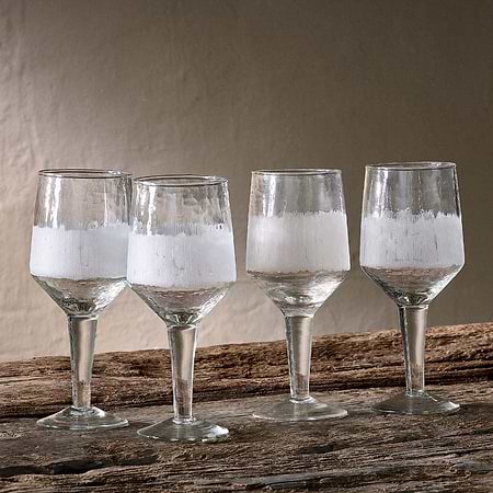 Anara Etched Wine Glass - Clear - (Set of 4) - Large-nkuku