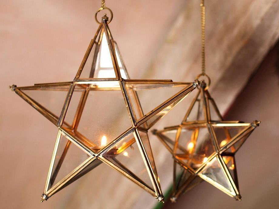 Antique Brass Glass Star