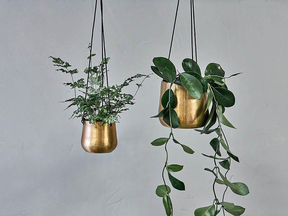 Atsu Brass Hanging Planter