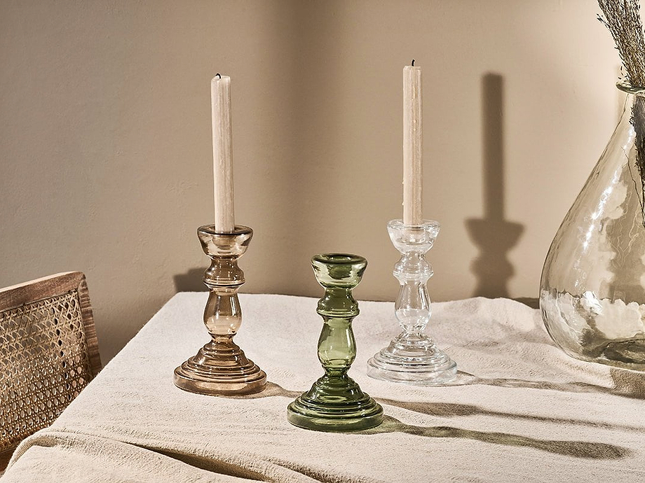 Buran Glass Candlestick - Clear