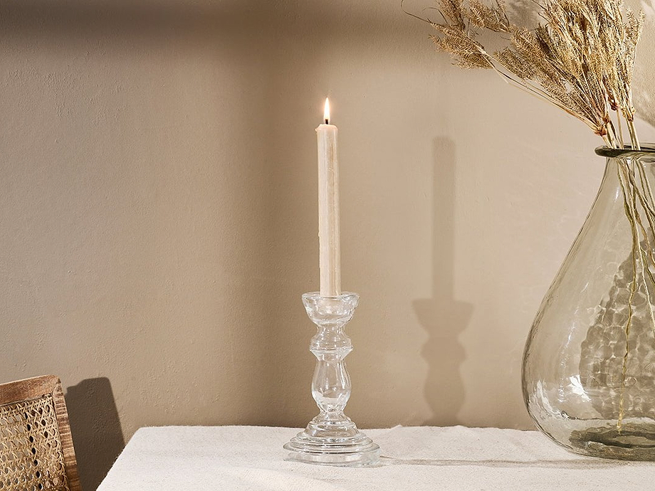 Buran Glass Candlestick - Clear