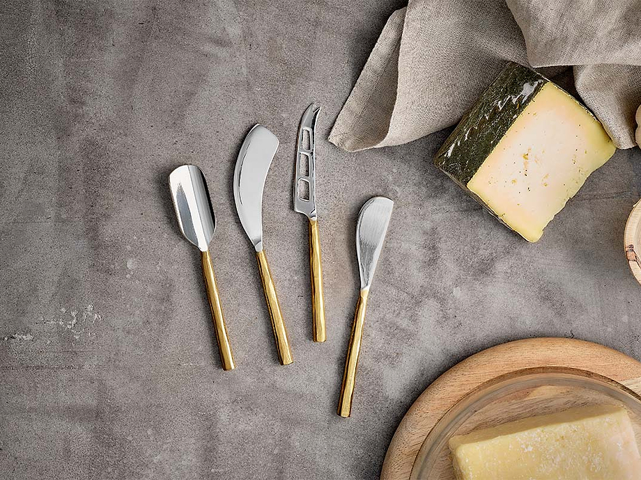 Darsa Cheese Knife Set - Brushed Gold (Set of 4)