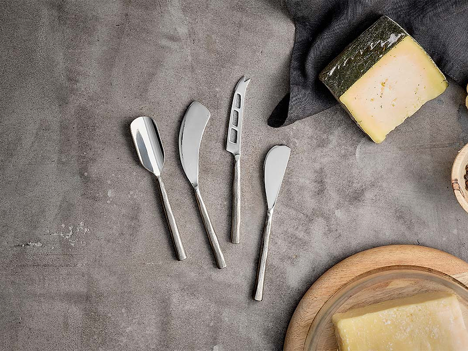 Darsa Cheese Knife Set - Brushed Silver (Set of 4)