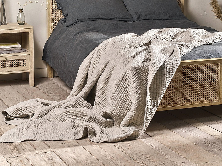 Deuli Linen Bed Quilt - Natural