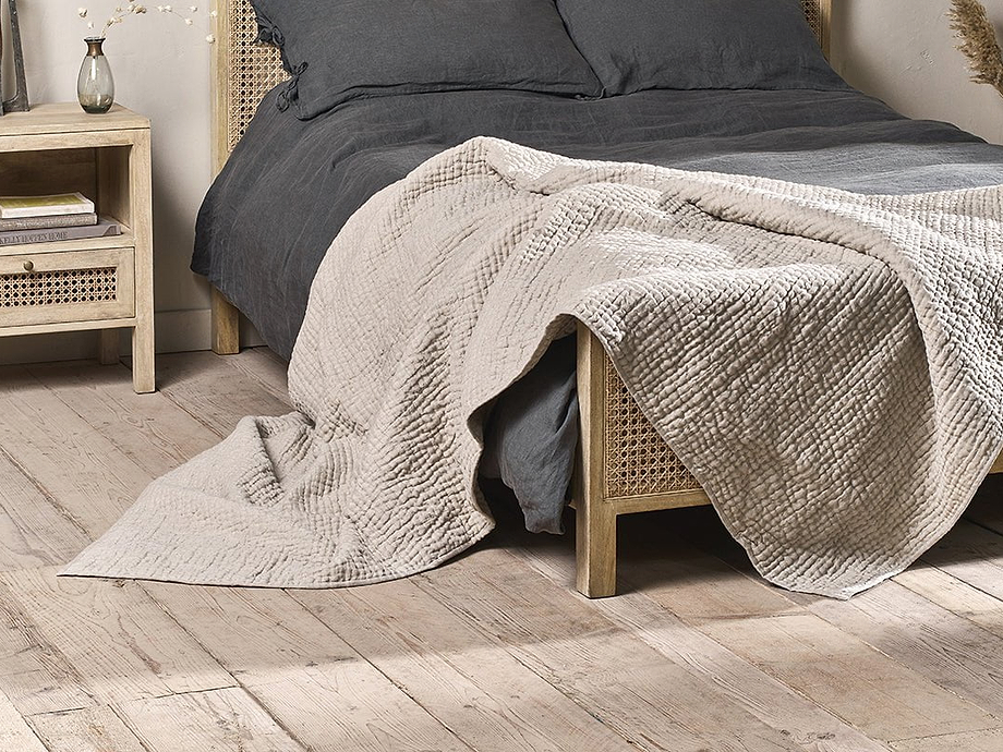 Deuli Linen Bed Quilt - Natural