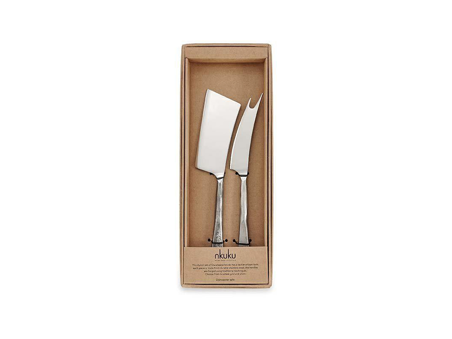 Ena Cheese Knife Set - Brushed Silver (Set of 2)