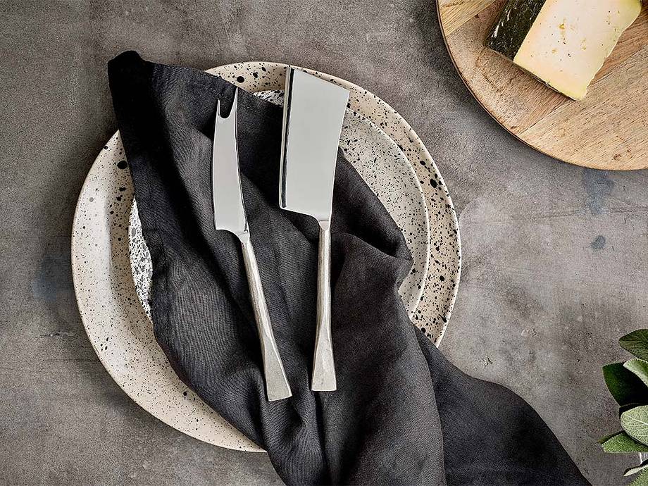 Ena Cheese Knife Set - Brushed Silver (Set of 2)