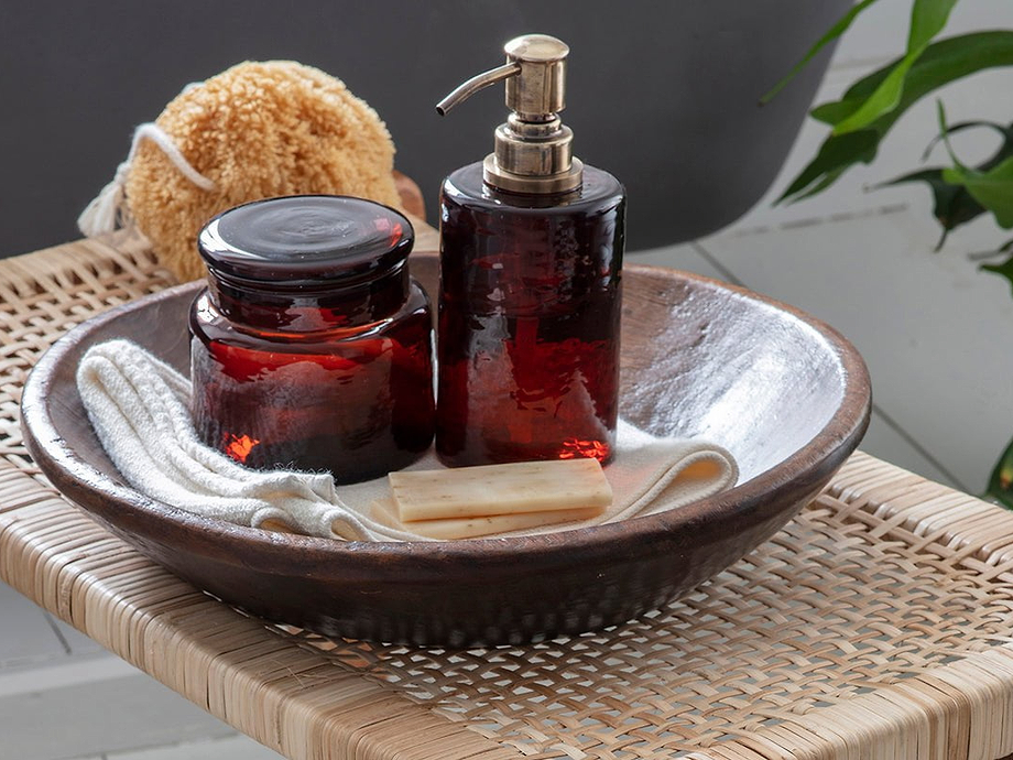 Ilcoso Recycled Hammered Glass Soap Dispenser - Amber