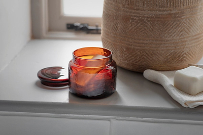 Ilcoso Recycled Hammered Glass Storage Pot - Amber-nkuku