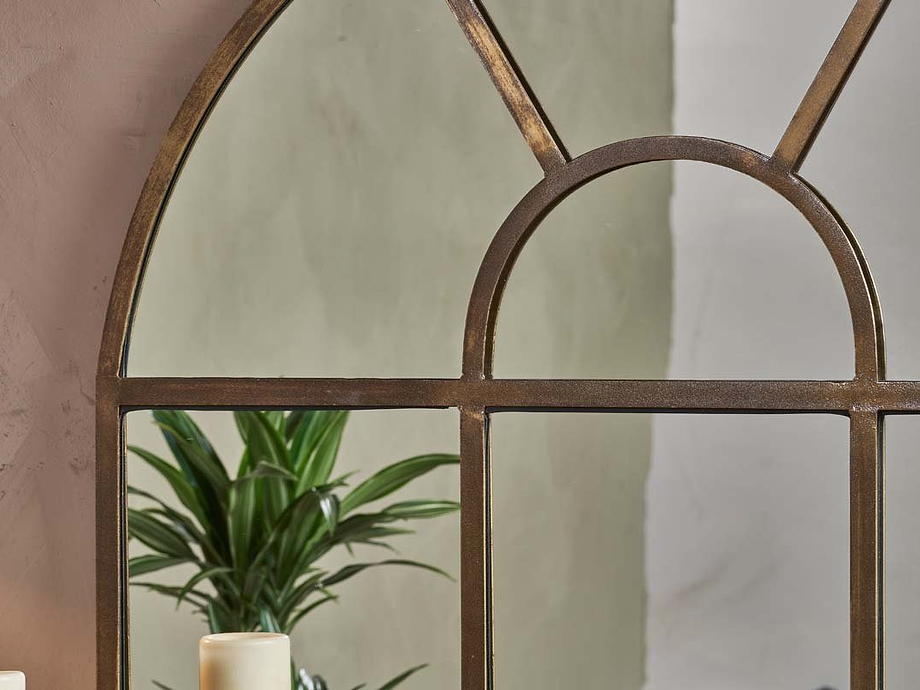 Imoma Iron Overmantel Arch Mirror - Brass