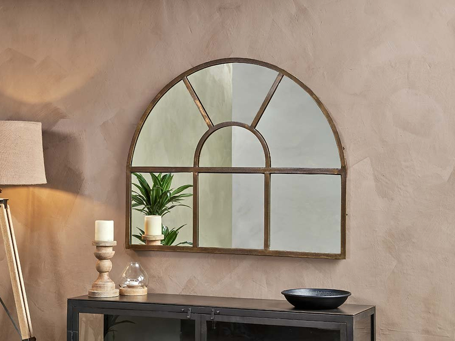 Imoma Iron Overmantel Arch Mirror - Brass