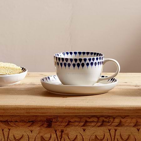 Indigo Drop Cup & Saucer-nkuku