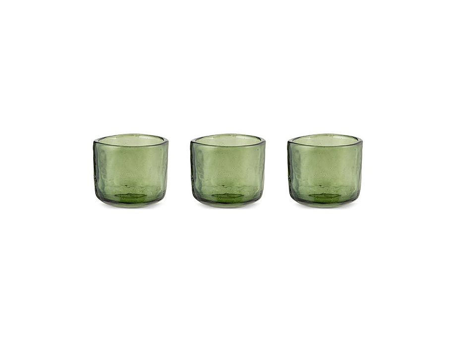 Irda Glass Small Tealight - Dark Emerald  - Small (Set of 3)