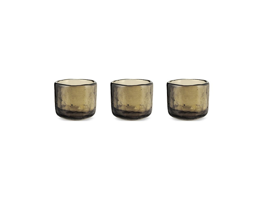 Irda Glass Small Tealight - Smoke Brown - Small (Set of 3)
