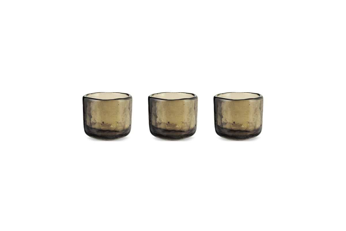 Irda Glass Small Tealight - Smoke Brown - Small (Set of 3)-nkuku