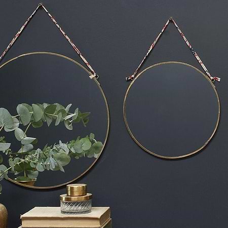 Kiko Round Mirror - Brass-nkuku