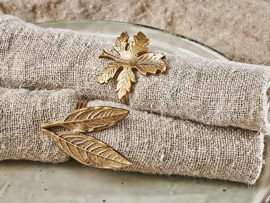 Leaf Brass Napkin Rings (Set of 4)
