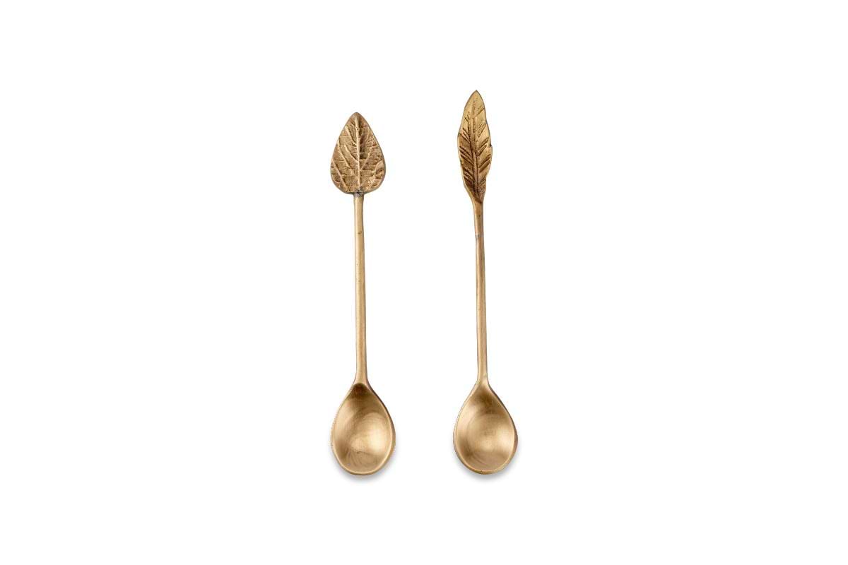 Leaf Spoon Gift Set Antique Brass (Set of 2)
