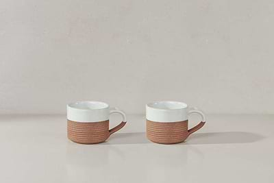 Mali Ribbed Espresso Mug - White (Set of 2)-nkuku