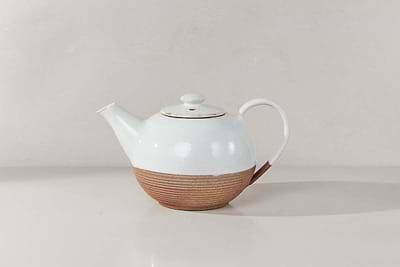 Mali Ribbed Teapot - White-nkuku