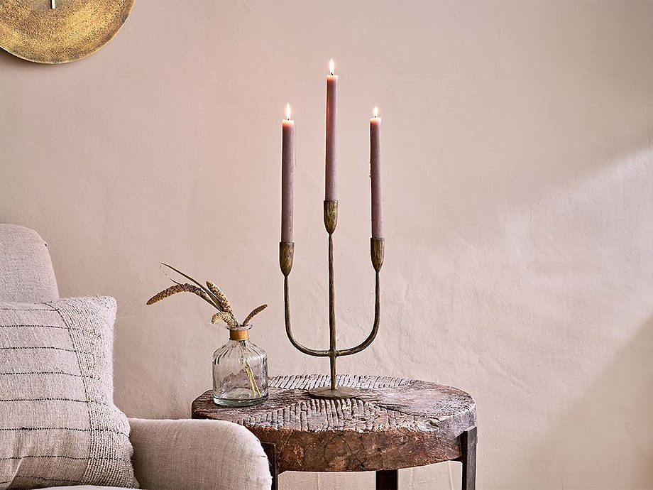 Mbata Brass Candelabra - Antique Brass