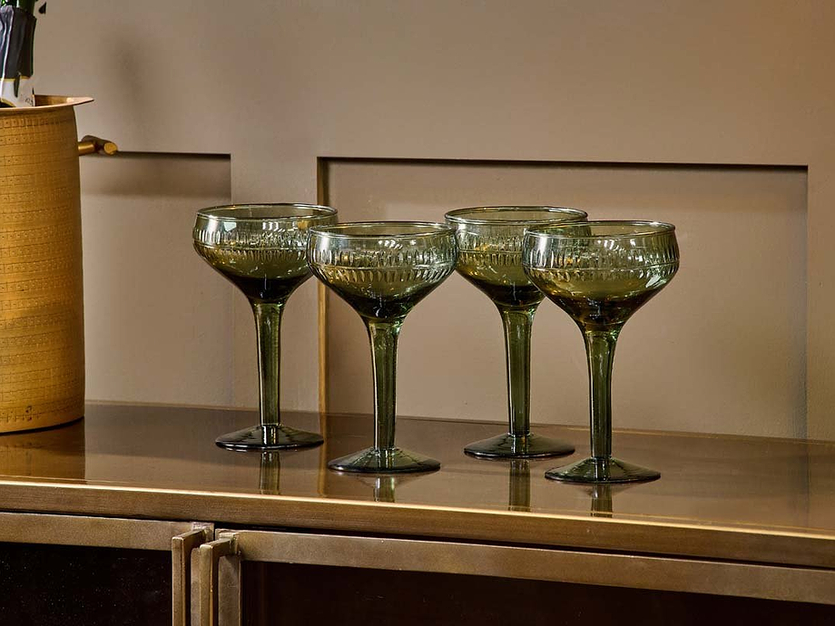 Mila Champagne Glass - Dark Emerald - (Set of 4)