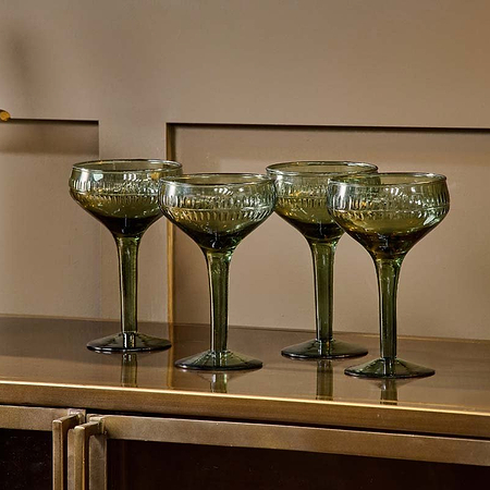 Mila Champagne Glass - Dark Emerald - (Set of 4)-nkuku