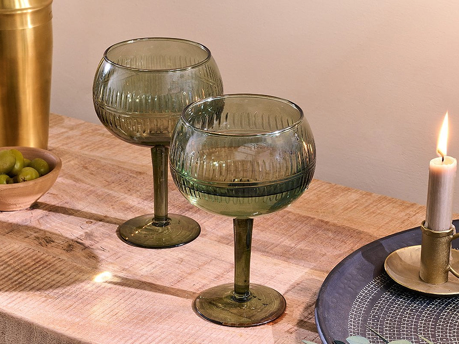 Mila Gin Glass - Dark Emerald - (Set of 2)
