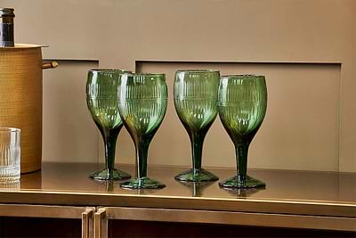 Mila Wine Glass - Dark Emerald (Set of 4)-nkuku