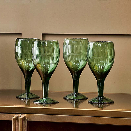 Mila Wine Glass - Dark Emerald (Set of 4)-nkuku
