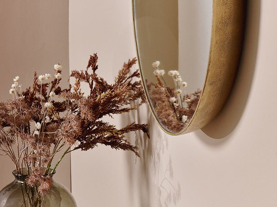 Olena Round Mirror - Antique Brass