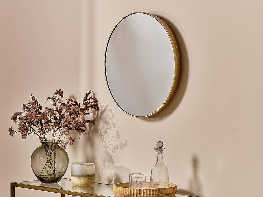 Olena Round Mirror - Antique Brass