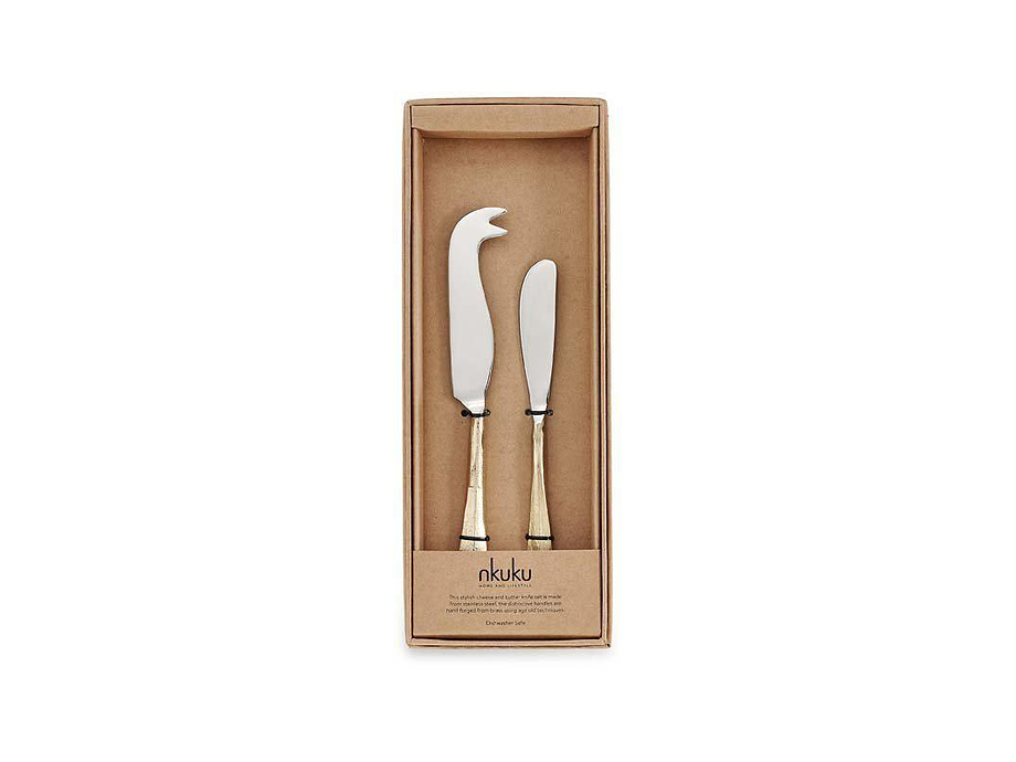 Osko Cheese & Butter Knife Set - Brushed Gold (Set of 2)