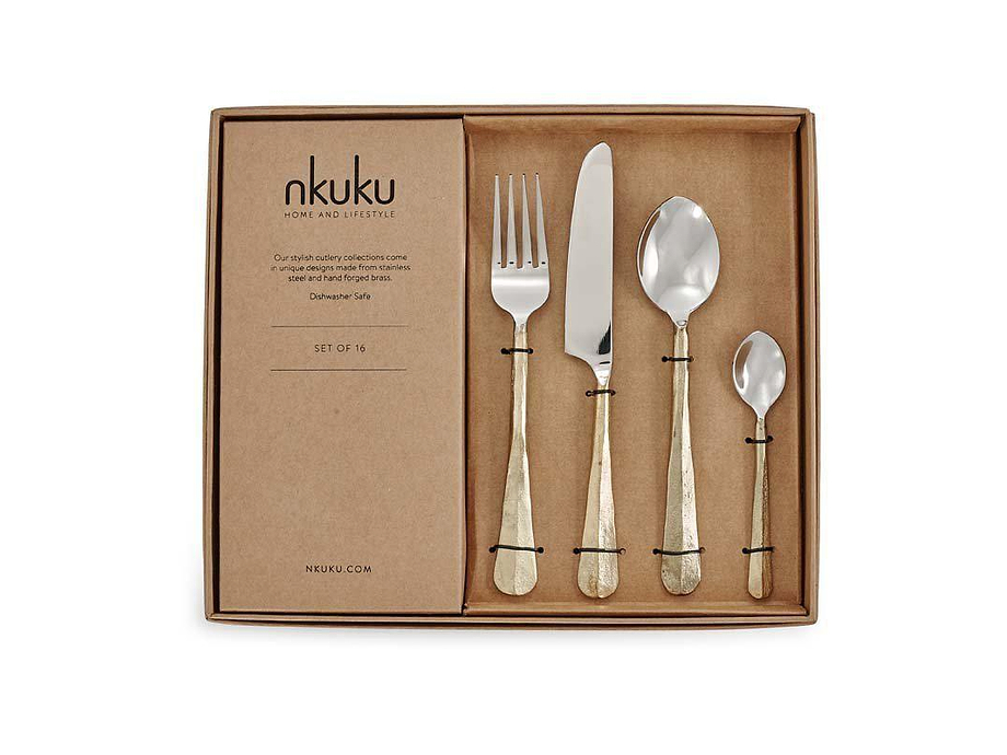 Osko Cutlery Set - Brushed Gold (Set of 16)