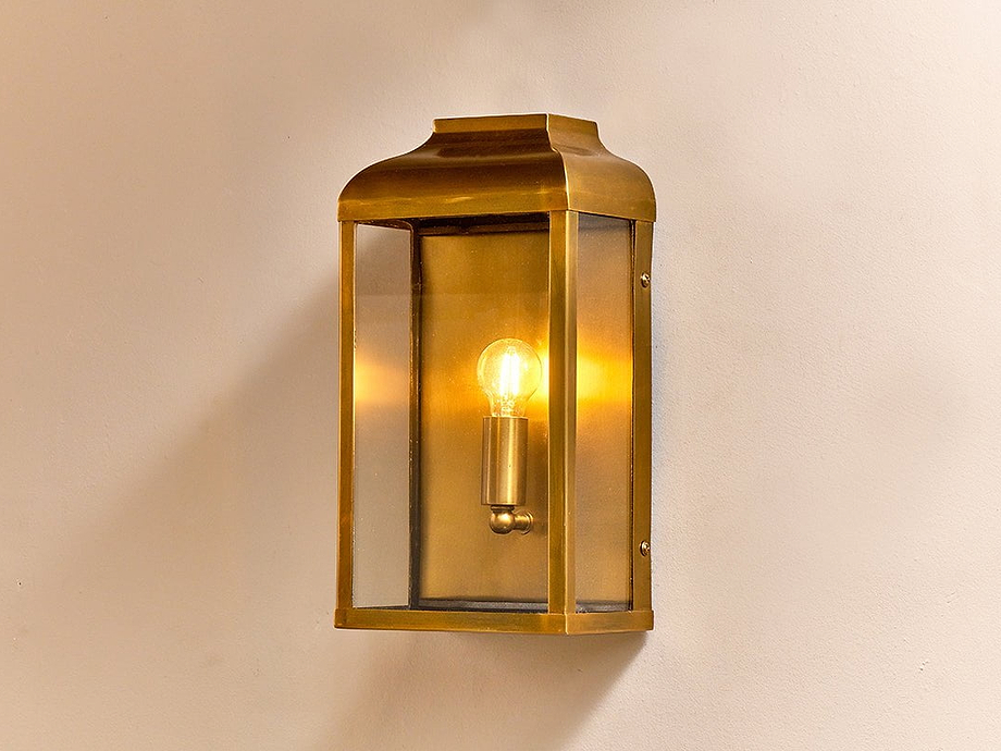 Riad Outdoor Lantern - Antique Brass And Clear